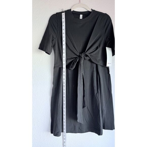NWT Lululemon Women's Pima Cotton Wrap-Front T-Shirt Dress in Black Size 2 - Picture 11 of 13